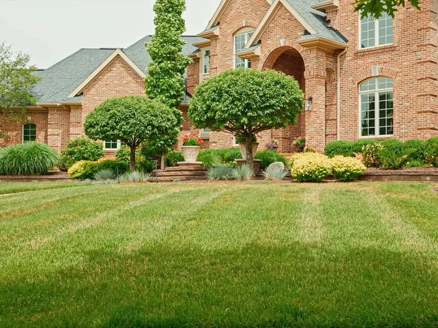 Residential home with manicured lawn landscaping